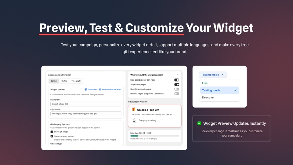 AI Free Gift Rule Builder product preview